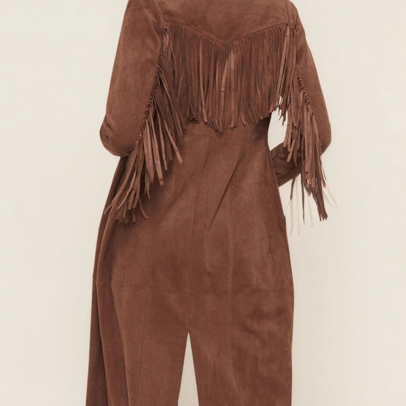 Ronge Brown Fringe Women's Coat - Picture 3 of 5